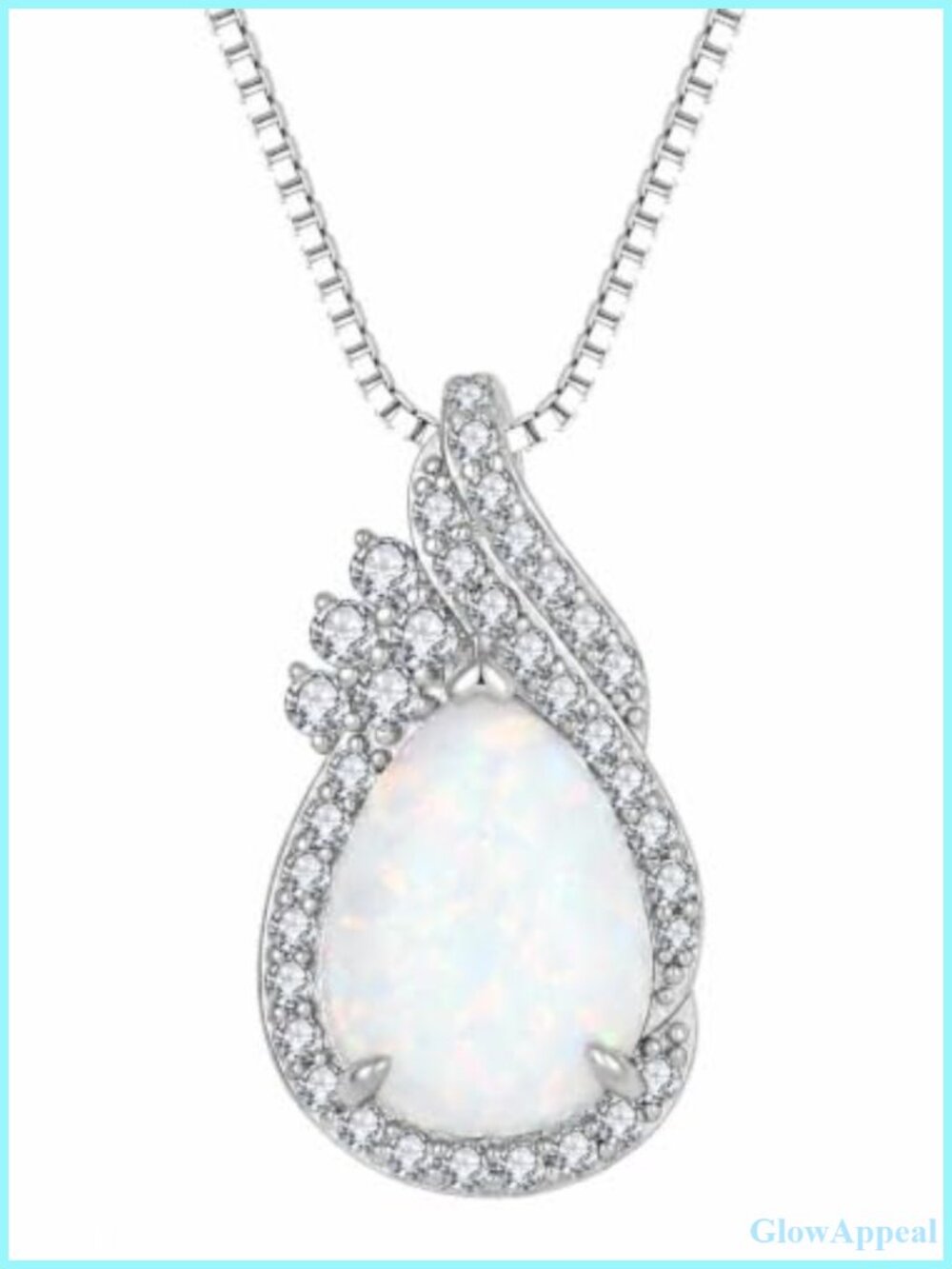 Opal Teardrop Pendant Necklace for Women Birthstone Brass Chain